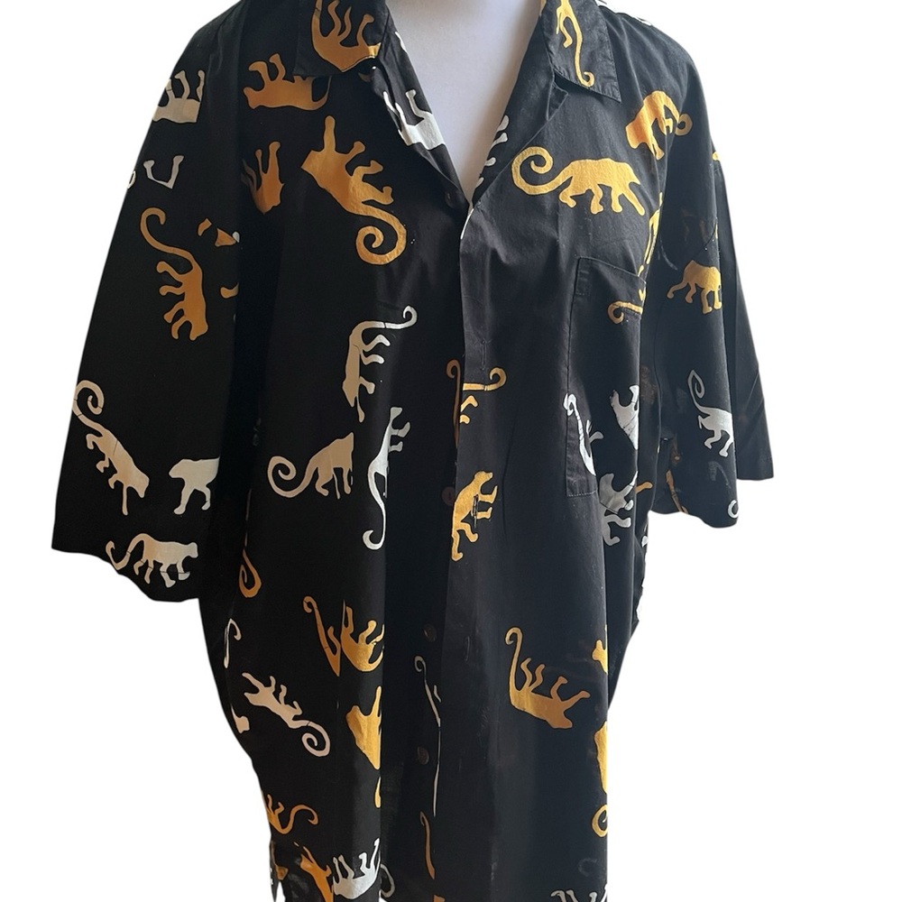 VTG Caribelle Batik
Men's Shirt - Rare
Lizard Gecko Print - Black/Gold/Blue - - Picture 3 of 8